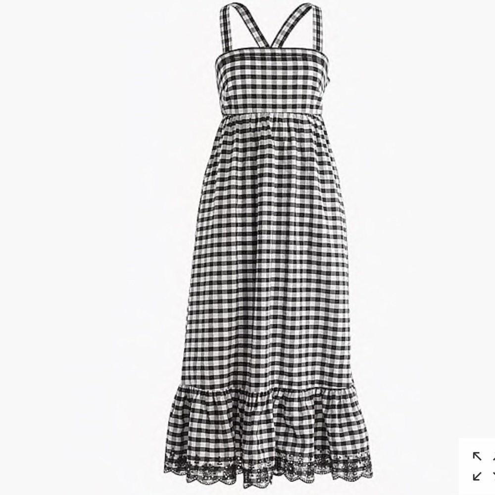J. Crew Gingham dress with Eyelet Trim jcrew